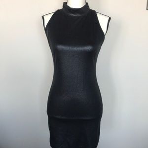 Black fitted pleather zip up dress!